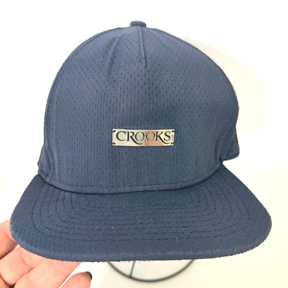 Crooks & Castles New Era Woven Strapback Cap True Navy Metal Badge Hat 11540822